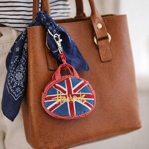 Harrods London Union Jack Mini Bag Charm Coin Purse Clip-On